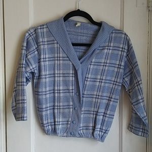 Vintage! Blue Plaid Cardigan